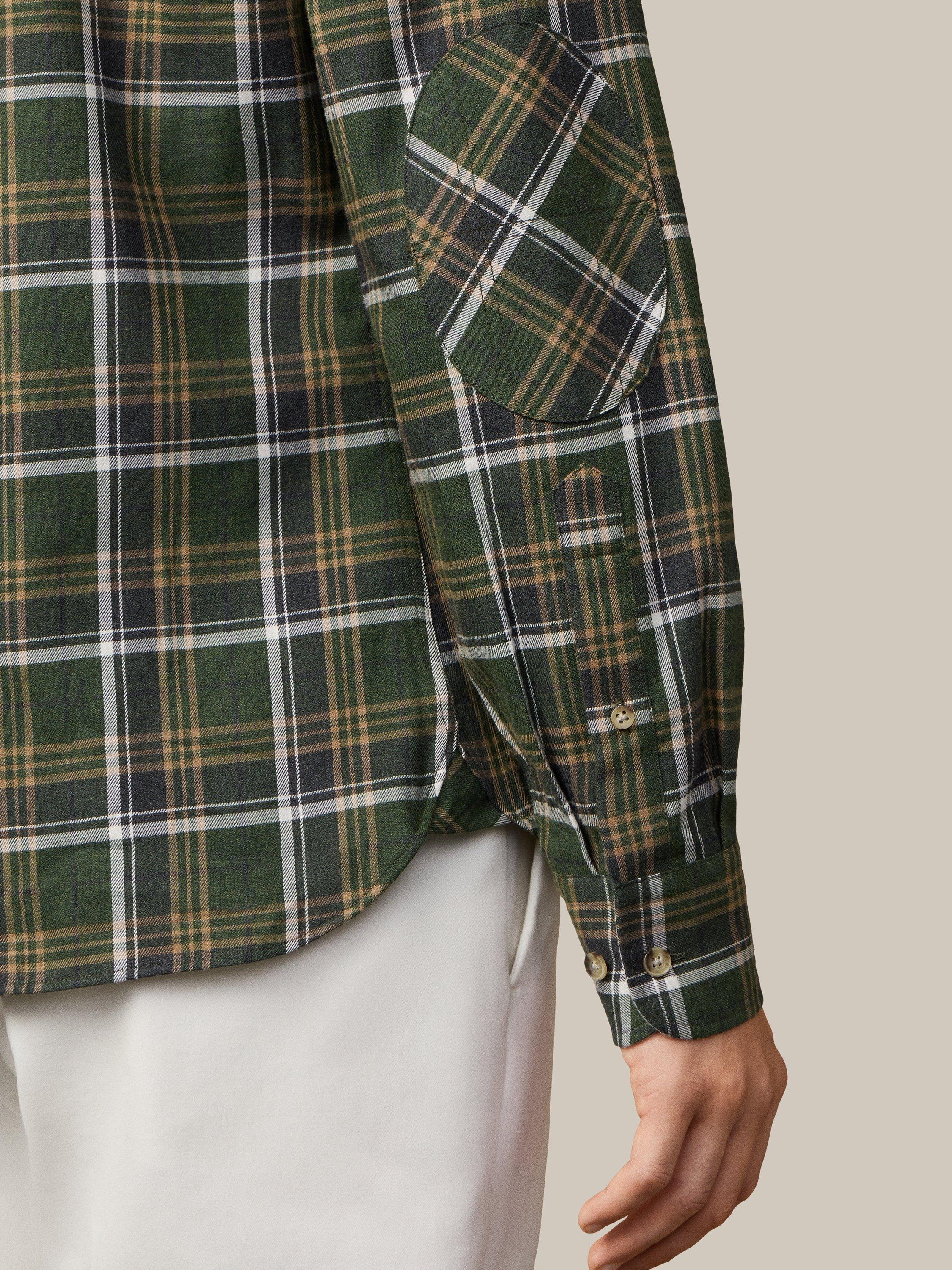 Product image 6 of 9, which shows Hackett London Cotton Regular Fit Check Shirt, Green, XXXL