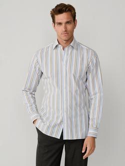 Hackett London Cotton Tailored Fit Stripe Pimlico Collar Shirt, Green, Green