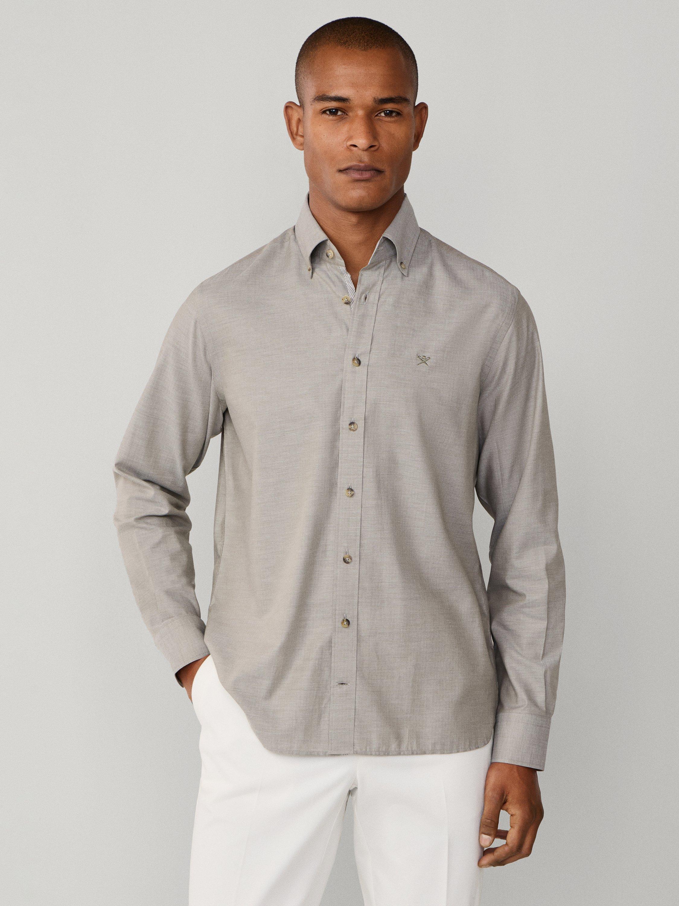 Product image 1 of 8, which shows Hackett London Herringbone Shirt, Green, XS