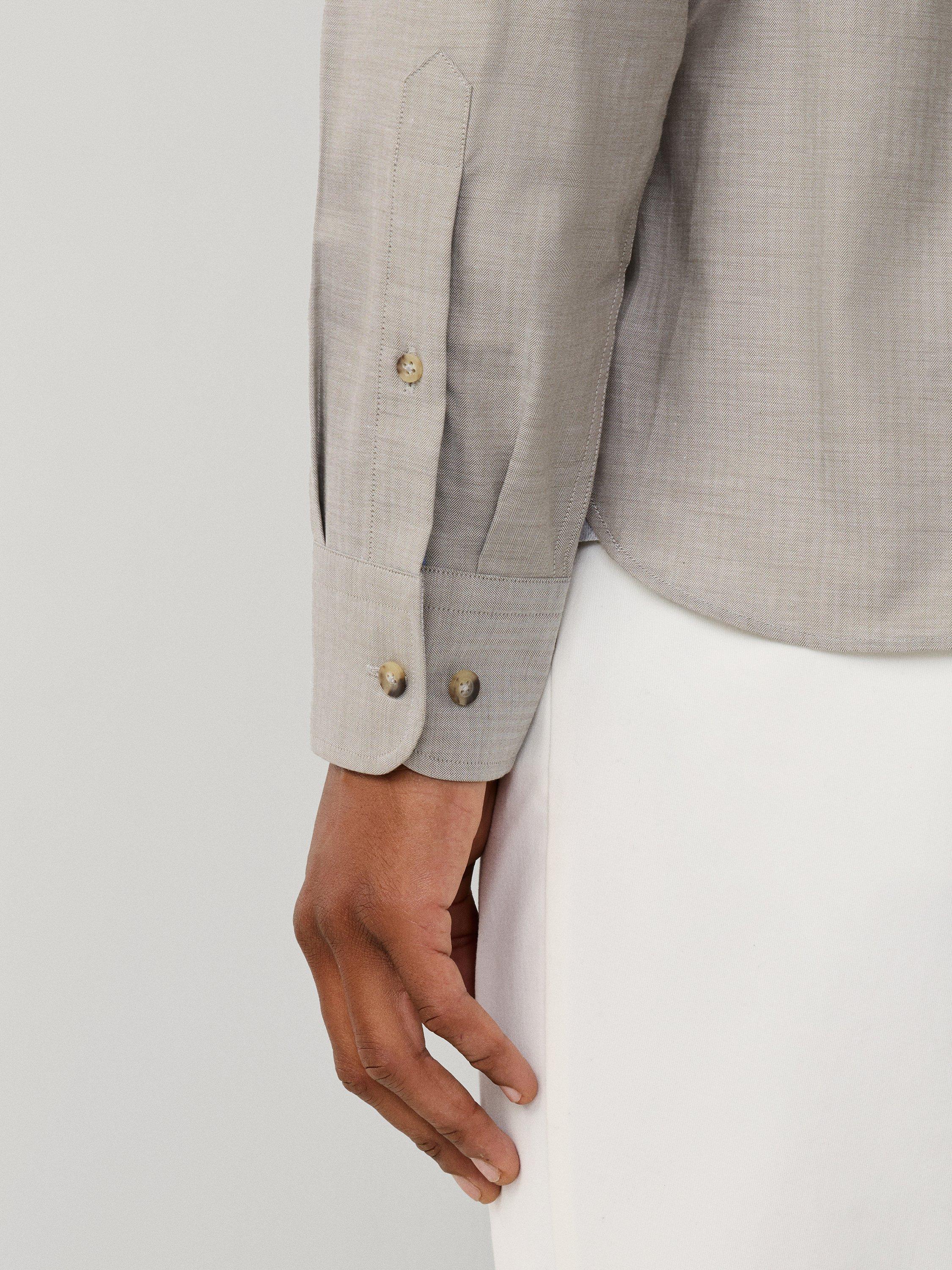 Product image 6 of 8, which shows Hackett London Herringbone Shirt, Green, XS