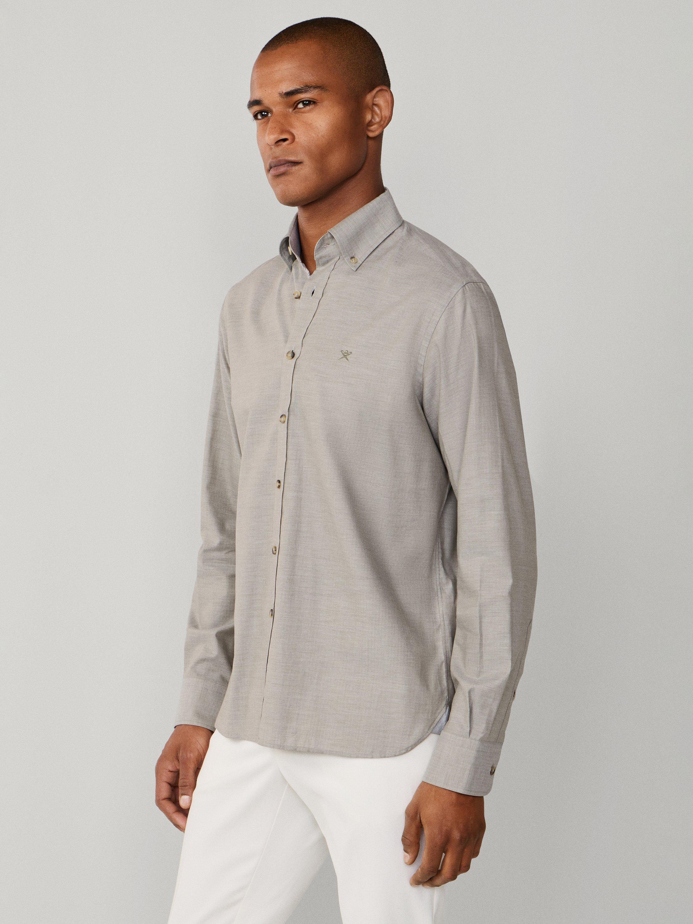 Product image 7 of 8, which shows Hackett London Herringbone Shirt, Green, XS