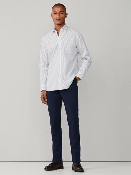 Hackett London Cotton Regular Fit Stripe Pimlico Collar Shirt, Green - view 2, Green
