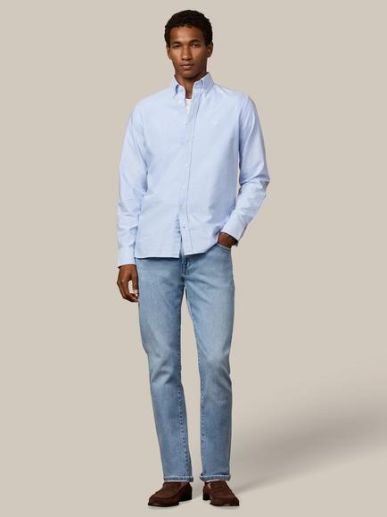 Hackett London Heritage Tailored Fit Button Down Cotton Shirt - view 2, Oxford Blue