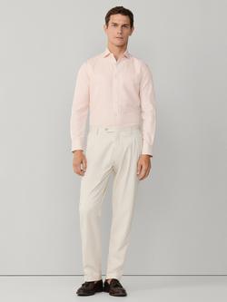 Hackett London Tailored Fit Stripe Linen Rich Shirt - view 2, Peach Orange
