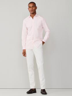 Hackett London Linen Blend Tailored Untucked Fit Kent Cutaway Collar Stripe Shirt, Electric Blue - view 2, Baby Pink