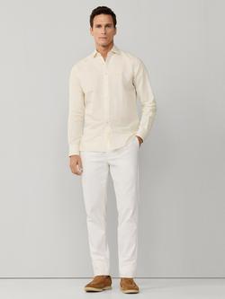 Hackett London Linen Blend Tailored Fit Stripe Cutaway Collar Shirt, Pastel Yellow - view 2, Pastel Yellow