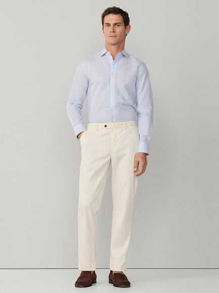 Hackett London Tailored Fit Stripe Linen Rich Shirt - view 2, Oxford Blue