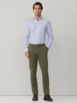 Hackett London Linen Blend Tailored Untucked Fit Kent Cutaway Collar Stripe Shirt, Electric Blue - view 2, Electric Blue