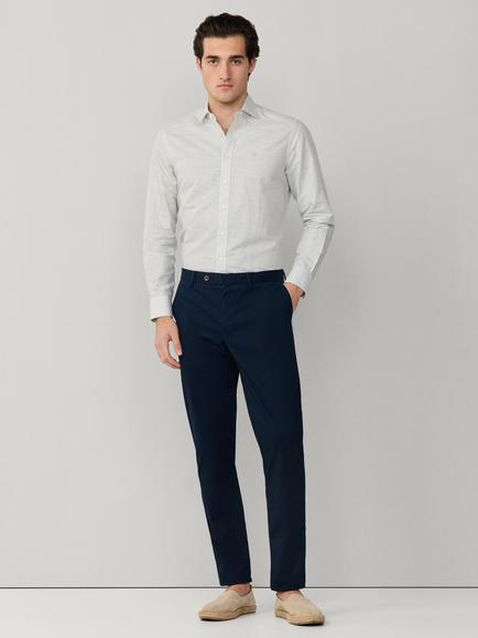 Hackett London Tailored Fit Stripe Linen Rich Shirt - view 2, Sage Green