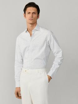 Hackett London Cotton Classic Fit Kent Collar Print Shirt, Off White, Off White