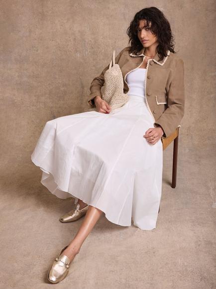 Mint Velvet Crochet Trim Pure Suede Jacket, Natural, Natural