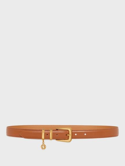 Gerard Darel Giula Skinny Pure Leather Belt, Cognac