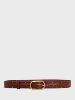 Gerard Darel Honore Studded Pure Leather Belt, Brown, Brown