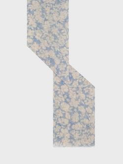 Gerard Darel Dalia Floral Pure Linen Scarf, Bluesky - view 2, Bluesky