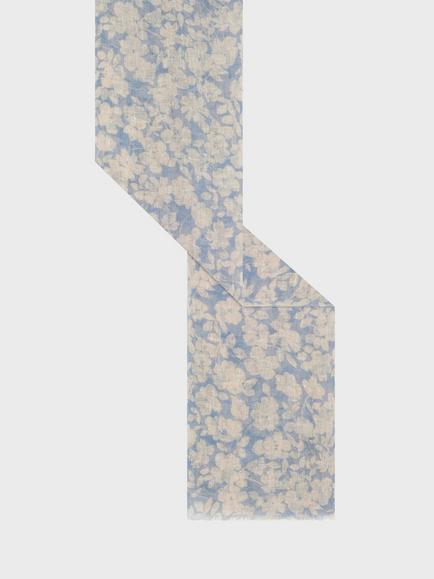 Gerard Darel Dalia Floral Pure Linen Scarf, Bluesky - view 2, Bluesky