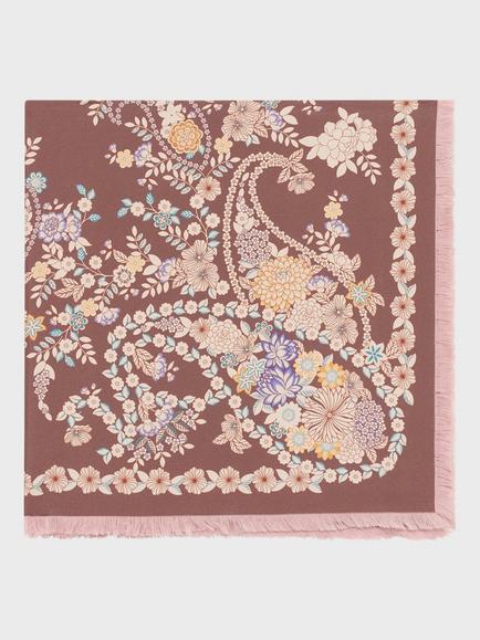 Gerard Darel Diane Floral Pure Silk Scarf, Pink, Pink
