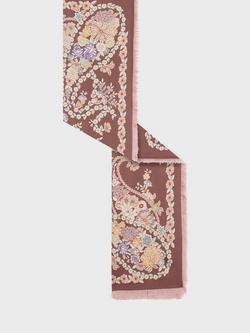 Gerard Darel Diane Floral Pure Silk Scarf, Pink - view 2, Pink