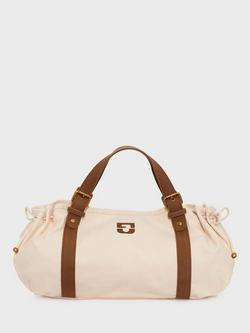Gerard Darel 24H Contrast Strap Grab Bag, Ecru/Brown, Ecru/Brown