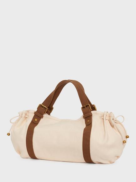 Gerard Darel 24H Contrast Strap Grab Bag, Ecru/Brown - view 2, Ecru/Brown