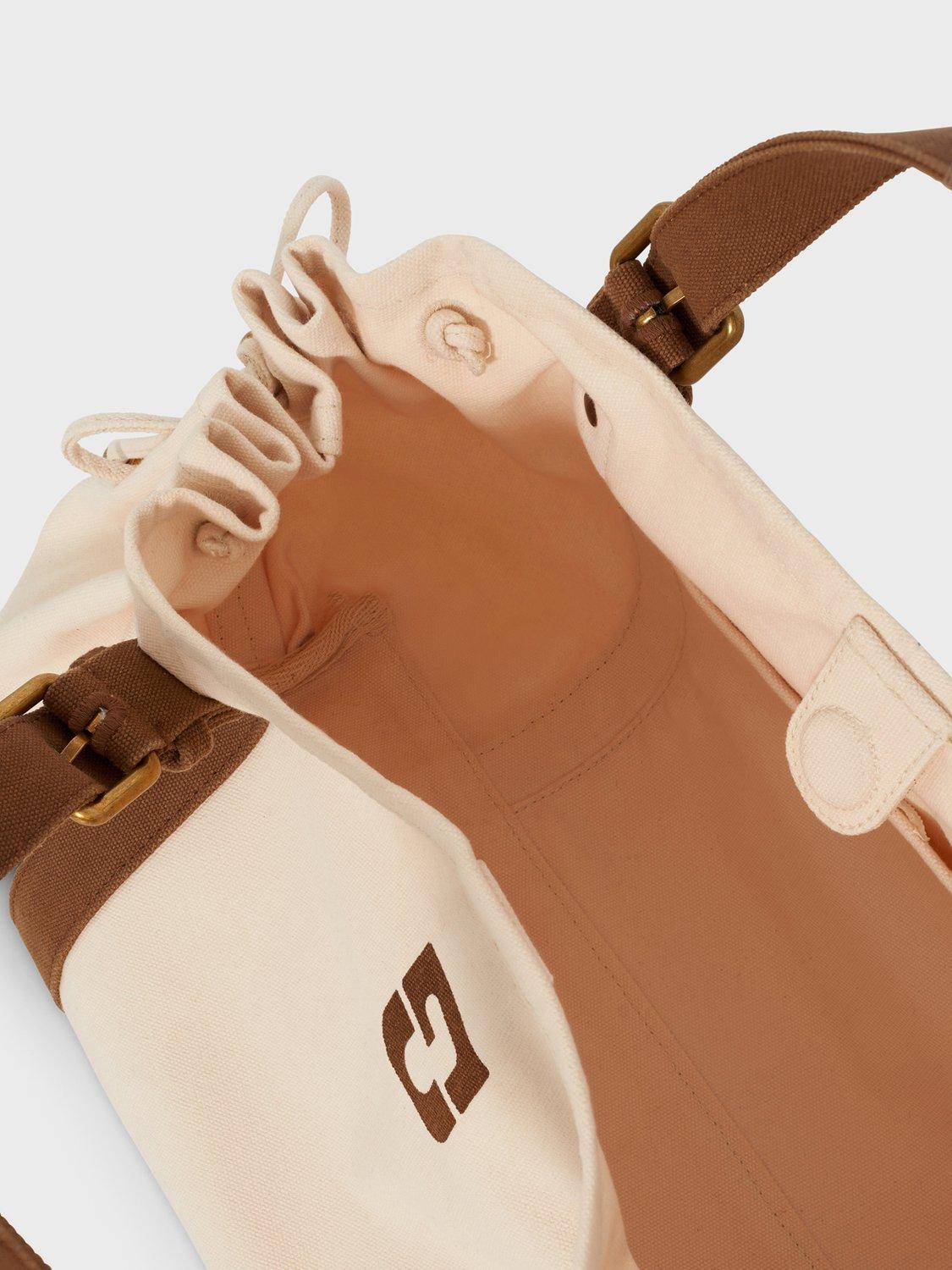 Product image 3 of 3, which shows Gerard Darel 24H Contrast Strap Grab Bag, Ecru/Brown, One Size