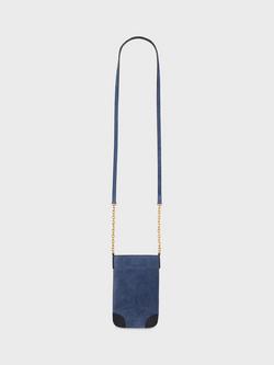 Gerard Darel Charlotte Suede Cross Body Pouch Bag, Cornflower, Blue
