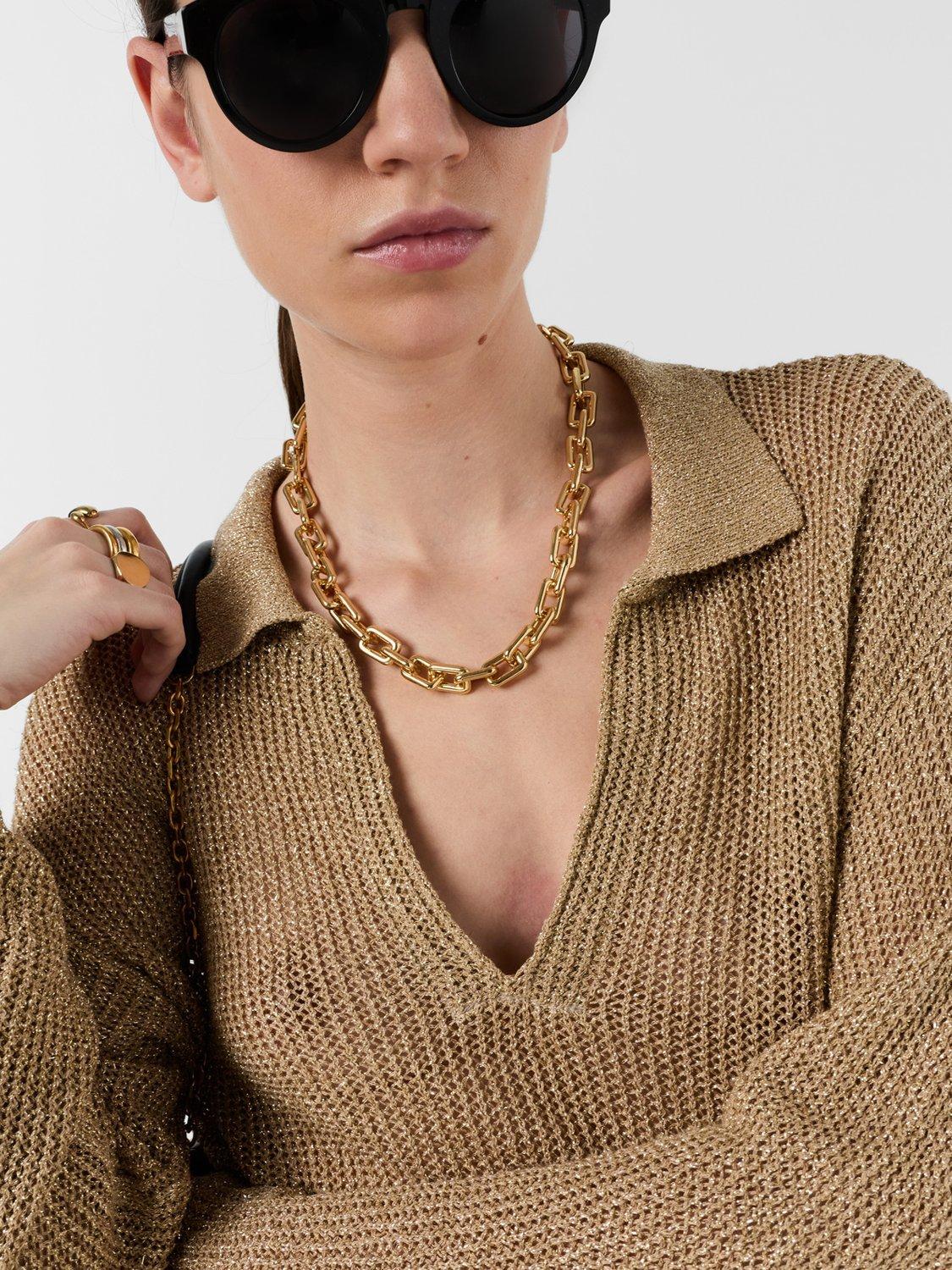 Product image 5 of 6, which shows Gerard Darel Lailah Metallic Stitch Jumper, Gold, 10