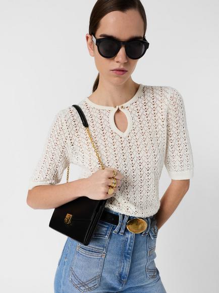 Gerard Darel Lazare Open Knit Top, Ecru - view 2, Ecru