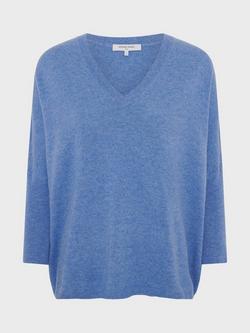 Gerard Darel Lenae V-Neck Pure Cashmere Jumper, Blue