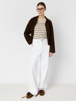 Gerard Darel Levia Linen Rich Stripe Jumper, Brown, Brown