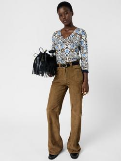 Gerard Darel Liva Floral Linen Rich Jumper, Brown, Brown