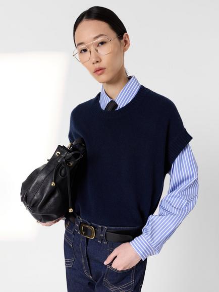 Gerard Darel Lohna Short Sleeve Cashmere Jumper, Navy
