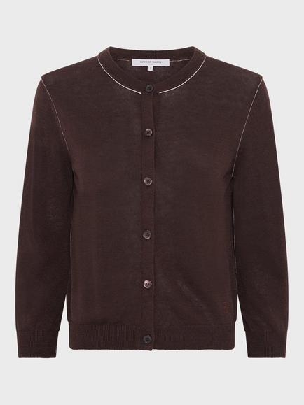 Gerard Darel Lorys Linen Blend Cardigan, Brown, Brown