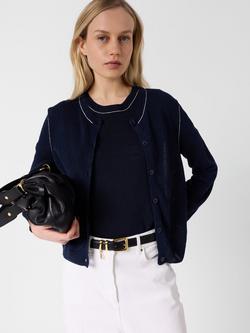 Gerard Darel Lorys Linen Rich Cardigan, Navy, Navy