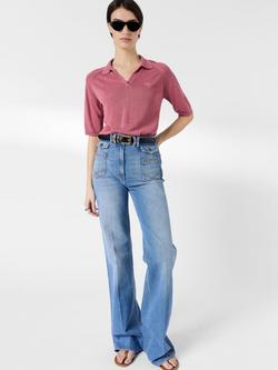 Gerard Darel Loula Linen Blend Collared Jumper, Rosewood