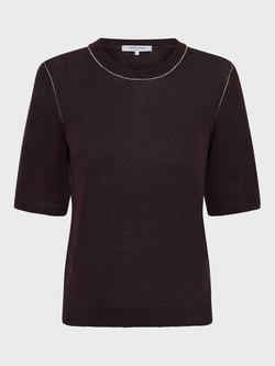 Gerard Darel Loumia Contrast Seam Knit Top, Brown, Brown