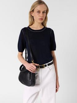 Gerard Darel Loumia Short Sleeve Linen Rich Jumper, Navy, Navy