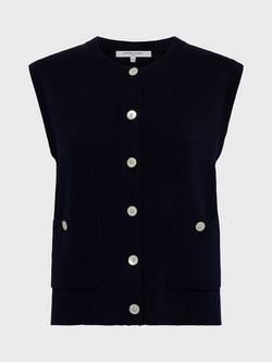 Gerard Darel Louve Knitted Sleeveless Cotton Jumper, Navy, Navy