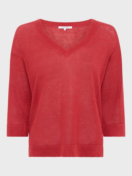 Gerard Darel Lylou Linen Jumper, Red - view 2, Red