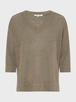 Gerard Darel Lylou V-Neck Pure Linen Jumper, Green, Green