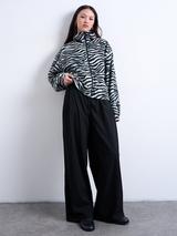 Topshop Borg Zebra Print Zip Through Fleece Jacket, Black