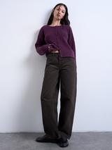 Topshop Easy Ribbed Relaxed Cardigan, Burgundy