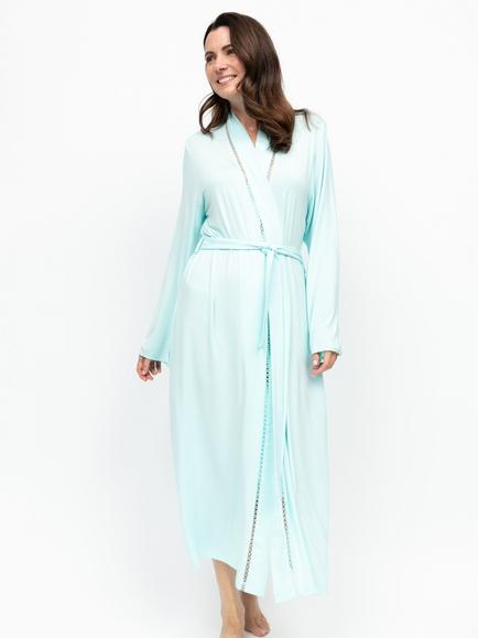 Nora Rose by Cyberjammies Juliette Lace Detail Dressing Gown, Mint, Mint