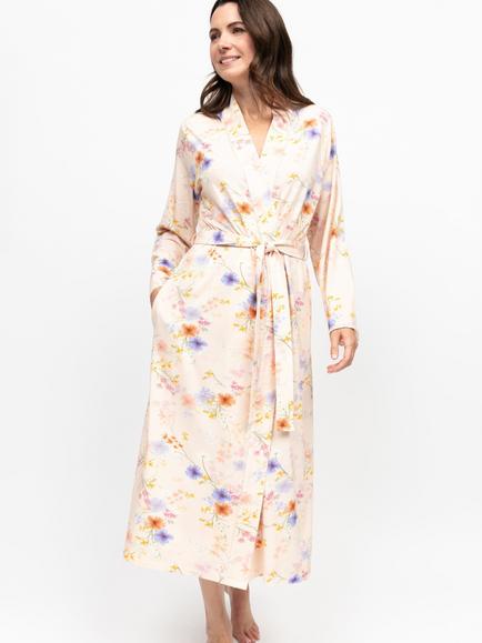 Nora Rose by Cyberjammies Samantha Floral Dressing Gown, Peach, Peach