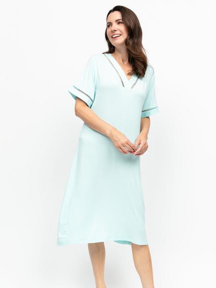 Nora Rose by Cyberjammies Juliette Lace Insert Nightdress, Mint, Mint