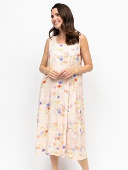 Nora Rose by Cyberjammies Samantha Floral Lace Trim Nightdress, Peach, Peach