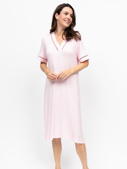 Nora Rose by Cyberjammies Samantha Lace Insert Nightdress, Pink, Pink