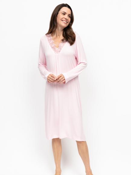 Nora Rose by Cyberjammies Juliette Lace Trim Nightdress, Pink