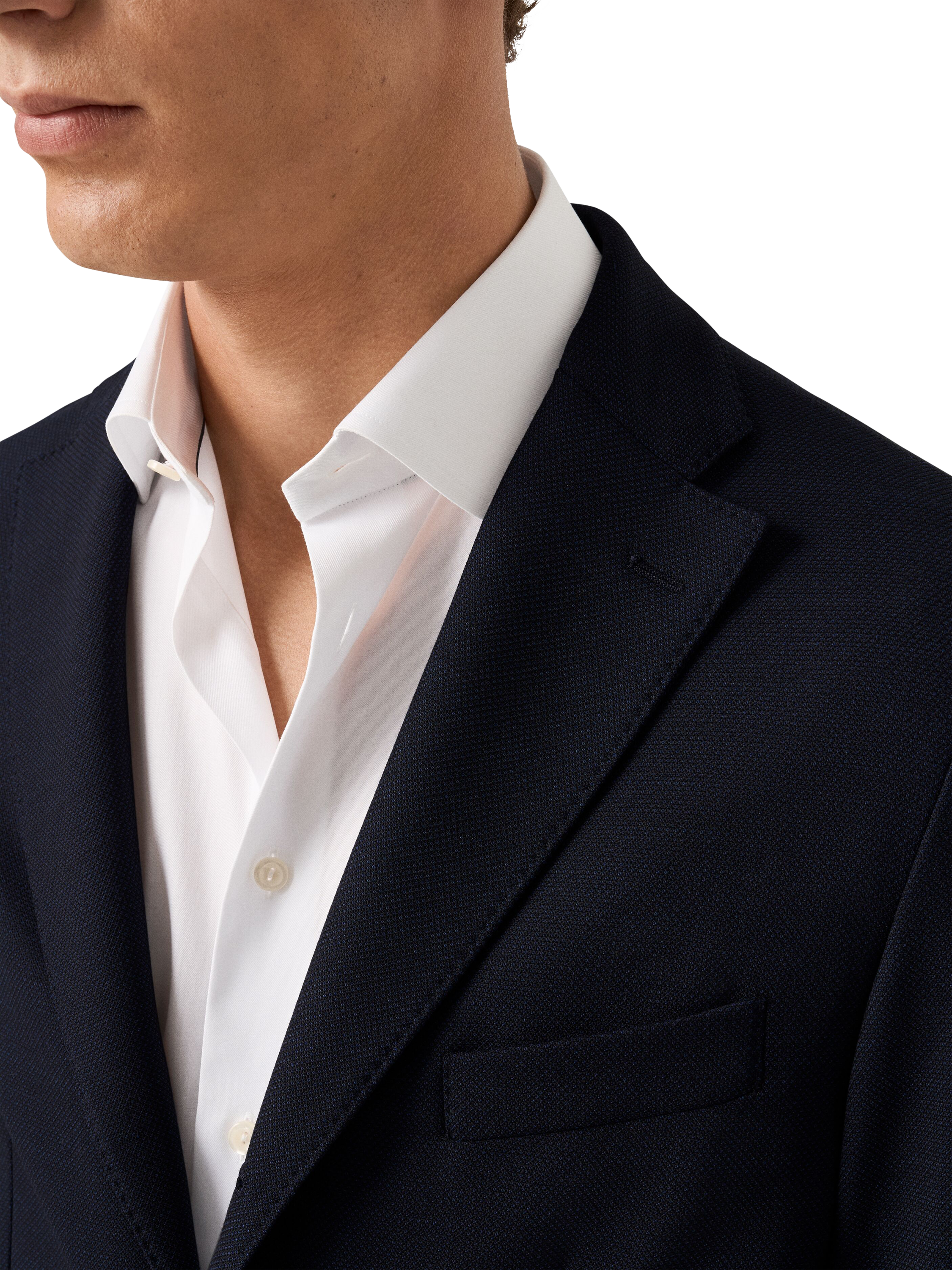 Product image 3 of 6, which shows Eton Soft Wool Blend Blazer, Navy, 38R