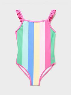 Crew Clothing Kids' Stripe Frill Strap Swimsuit, Multi, Multi