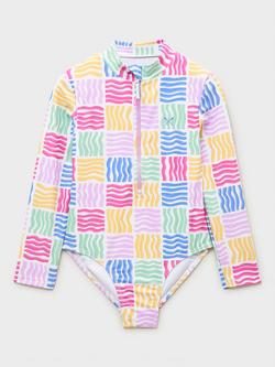 Crew Clothing Kids' UPF50+ Long Sleeved Zipped Swimsuit, Multi, Multi
